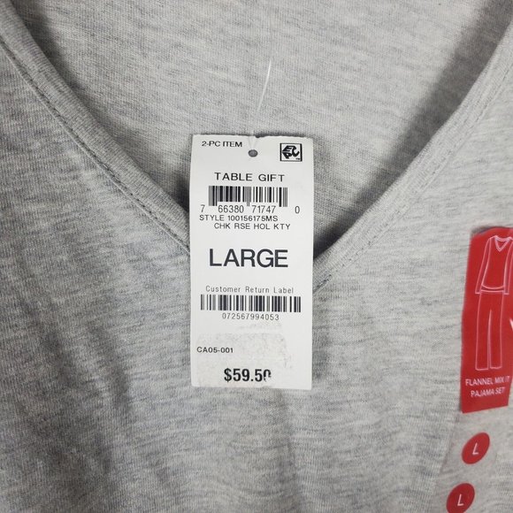 NEW Charter Club Womens Flannel Mix It Pajama Set Sz L Holiday Cat Kitty V-neck - Picture 9 of 16